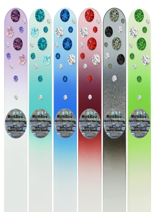 Mont Bleu Gift Set of 5 + 1 Free Glass Nail Files Hand Decorated with Crystals - Gifts for Best Friends Women - Handmade Gifts - Czech Tempered Glass - Crystal Nail File for Women - Image 2